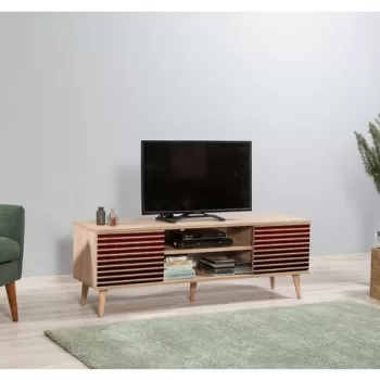 Comoda TV Truva 221, Vella, 140x40x50 cm, multicolor imagine