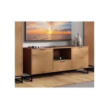 Comoda TV Vivo 2T1S, Inter Link, 150x45x50 cm, lemn, stejar/negru imagine