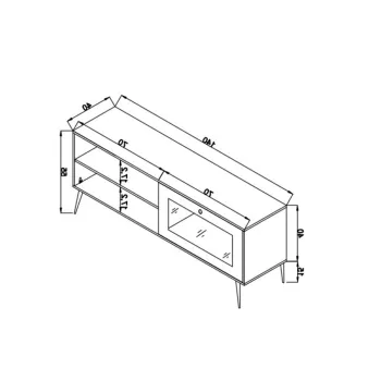 Comoda TV, Wolina, Jut 140, 138x55x41 cm, PAL, Stejar imagine