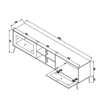 Comoda TV, Wolina, Jut 180, 180x55x41 cm, PAL, Stejar imagine