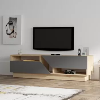 Comoda TV Yaprak, Puqa Design, 160x40x45 cm, argintiu/antracit imagine