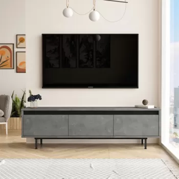 Comoda TV, Yardley, LV1, PAL, Argintiu / Negru imagine