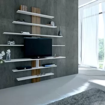 Comoda TV Zebra, Moblert, 160x30x120 cm, alb/maro imagine