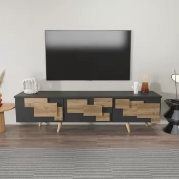 Comoda TV, Zena Home, 3 D, 160x45x35 cm, PAL, Antracit / Nuc imagine