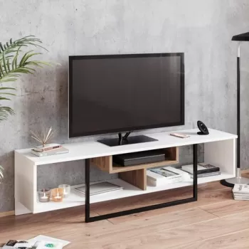 Comoda TV, Zena Home, Asal (150), PAL, Alb / Negru / Stejar imagine