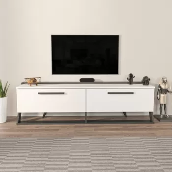 Comoda TV, Zena Home, Astrid, 163.8x46.8x36.6 cm, PAL, Alb negru imagine