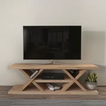 Comoda TV, Zena Home, Massi, 136x42x37 cm, PAL, Stejar imagine