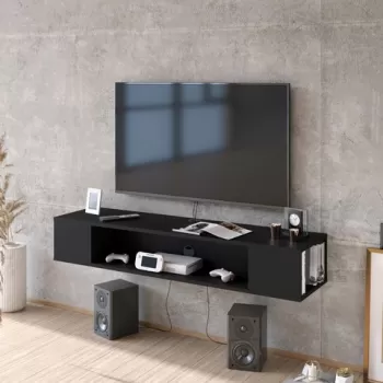 Comoda TV, Zena Home, Peti, PAL, Negru imagine