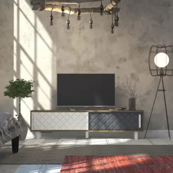 Comoda TV, Zena Home, Rob, PAL, Stejar / Alb / Antracit imagine