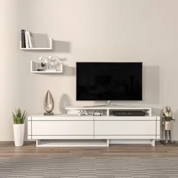 Comoda TV, Zena Home, Tammy, 180x54x36.8 cm, PAL, Alb imagine