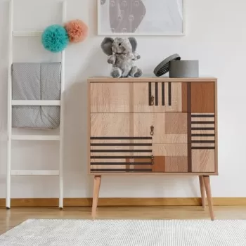 Comoda, Vella, City Colorblock, 80 x 89 x 40 cm, pal melaminat, multicolor imagine