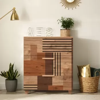 Comoda, Vella, Leva Gravis Colorblock, 80 x 95 x 43 cm, pal melaminat, multicolor imagine