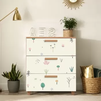 Comoda, Vella, Leva Gravis Jungle, 80 x 95 x 43 cm, pal melaminat, alb/pin imagine