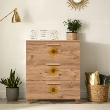 Comoda, Vella, Leva Gravis Seed, 80 x 95 x 43 cm, pal melaminat, multicolor imagine