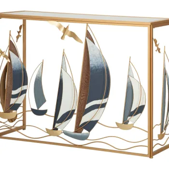 Consola Vele, Mauro Ferretti, 108x37x80 cm, fier/MDF/oglinda, multicolor imagine