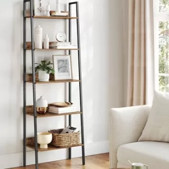Corp biblioteca Alinru Ladder, Vasagle, 60 x 30 x 170 cm, PAL/otel, maro rustic imagine