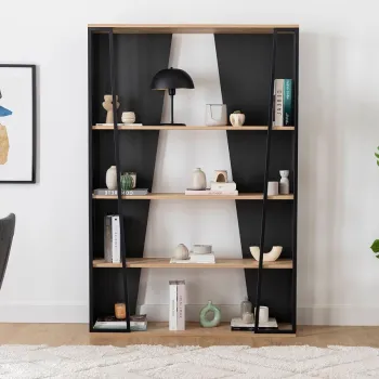 Corp biblioteca, Arnetti, Lissa Bookshelf, 123.6x32x179.6 cm, PAL, Safir / Antracit / Negru imagine