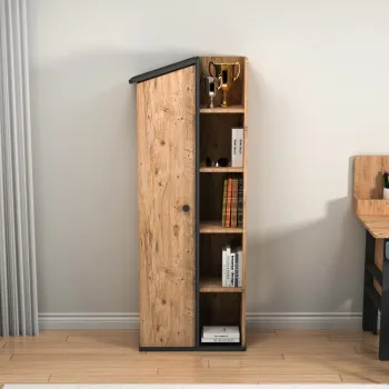 Corp biblioteca, Arnetti, Valerin, 60x161.8x35.3 cm, PAL, Pin Atlantic / Antracit imagine