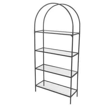 Corp biblioteca, Caliente, Mona, 80x175x30 cm, STICLA CALITA TRANSPARA, Negru imagine