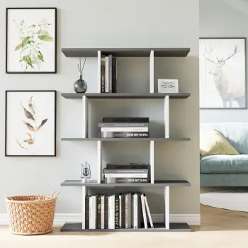 Corp biblioteca, Colman, Harmon, 90x25x127.4 cm, PAL, Antracit/Alb imagine