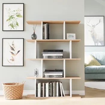 Corp biblioteca, Colman, Harmon, 90x25x127.4 cm, PAL, Stejar / Alb imagine