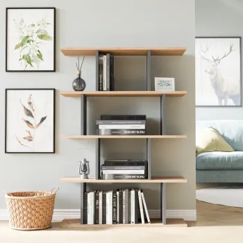 Corp biblioteca, Colman, Harmon, 90x25x127.4 cm, PAL, Stejar / Antracit imagine