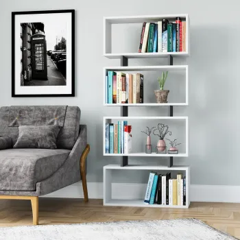 Corp biblioteca, Colman, Langdon, 72.5x25x161 cm, PAL, Alb / Antracit imagine