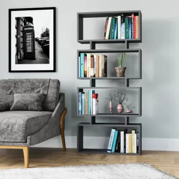 Corp biblioteca, Colman, Langdon, 72x25x161 cm, Antracit imagine