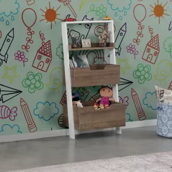 Corp biblioteca, Comforty, Low, 59x120x35 cm, Stejar intunecat imagine