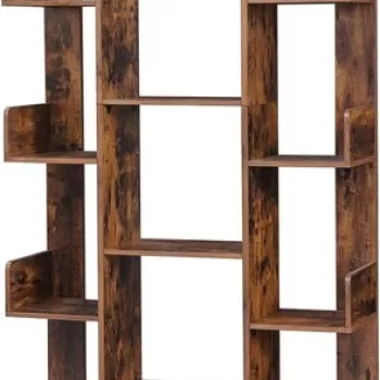 Corp biblioteca cu 13 compartimente Vasagle, 80 x 25 x 140 cm, PAL, maro rustic imagine