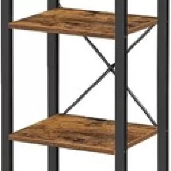 Corp biblioteca cu 6 rafturi Vasagle, 40 x 30 x 187.5 cm, PAL/otel, maro rustic imagine