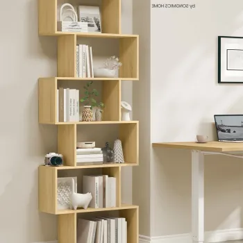 Corp biblioteca cu 6 rafturi, Vasagle, 70x24x190.5 cm, PAL, natural imagine