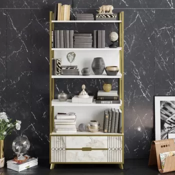 Corp biblioteca, Decorotika, Frida 90 Cm, 89.3x191x35.2 cm, Alb imagine