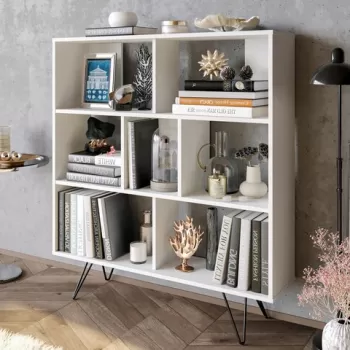 Corp biblioteca, Decorotika, Mistico, 120x132.2x29.5 cm, Alb imagine