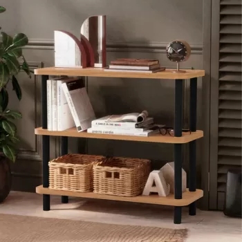 Corp biblioteca, Dora, Step, 80x75x28 cm, Negru / Pin Atlantic imagine