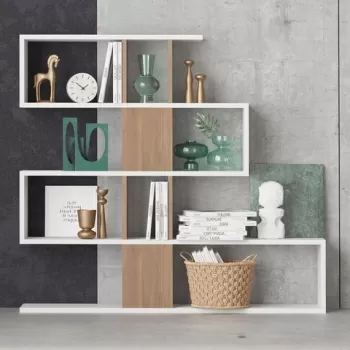 Corp biblioteca, Elegance, Karlin, 120x109x20 cm, Alb / Nuc imagine