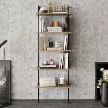 Corp biblioteca, Hadley, Paula, 60x174x22 cm, Nuc / Negru imagine