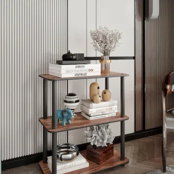 Corp biblioteca, Hanah Home, Bookcase 3-Tiers Rect, 30x72x60 cm, MDF , Maro imagine