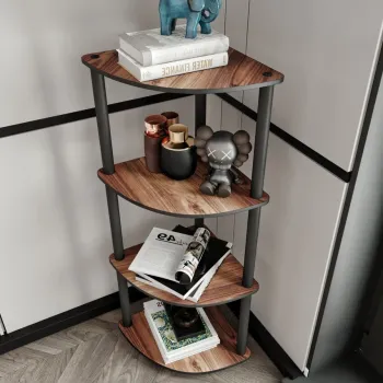 Corp biblioteca, Hanah Home, Bookcase 4 Corner, 34x105x34 cm, MDF , Maro imagine