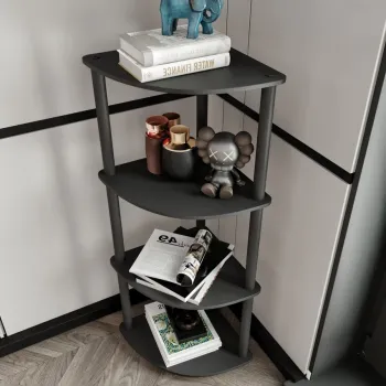 Corp biblioteca, Hanah Home, Bookcase 4 Corner, 34x105x34 cm, MDF , Negru imagine