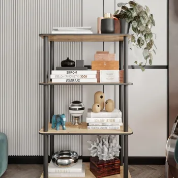 Corp biblioteca, Hanah Home, Bookcase 4 Rect, 60x105x30 cm, MDF , Stejar imagine