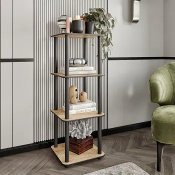 Corp biblioteca, Hanah Home, Bookcase 4-Story Square, 34x106x34 cm, MDF , Stejar imagine