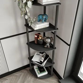 Corp biblioteca, Hanah Home, Bookcase 5 Corner, 34x139x34 cm, MDF , Negru imagine