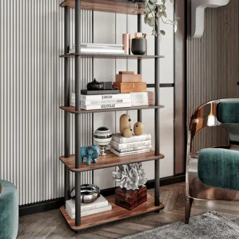 Corp biblioteca, Hanah Home, Bookcase 5 Rect, 60x139x30 cm, MDF , Maro imagine