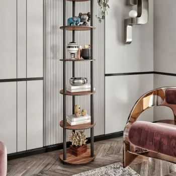 Corp biblioteca, Hanah Home, Bookcase 6 Layer Round, 34x175x34 cm, MDF , Maro imagine