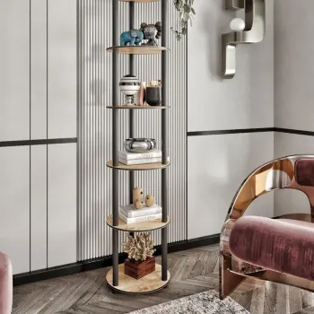 Corp biblioteca, Hanah Home, Bookcase 6 Layer Round, 34x175x34 cm, MDF , Stejar imagine