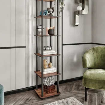 Corp biblioteca, Hanah Home, Bookcase 6 Tiers Square, 34x175x34 cm, MDF , Maro imagine