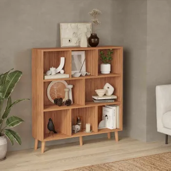 Corp biblioteca, Hanah Home, Bristol, 100x107x24 cm, PAL, Bambus inchis imagine