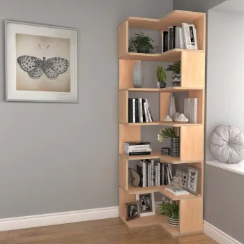 Corp biblioteca, Hanah Home, CPT4805-192, 55x192x27 cm, 100% PLACAJ DE CARPEN, Natural imagine