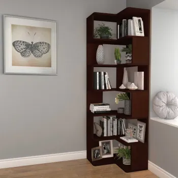 Corp biblioteca, Hanah Home, CPT4807-192, 55x192x27 cm, 100% PLACAJ DE CARPEN, Maro imagine